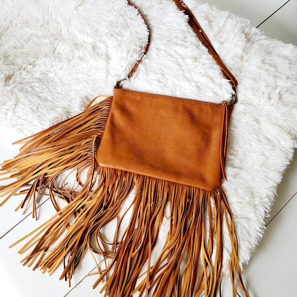 Carlos Santana Handbags - Carlos Santana Cognac Tassel Crossbody Bag
